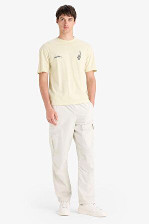 DeFacto %100 Pamuk Keith Haring Boxy Fit Bisiklet Yaka Sırt Baskılı Kısa Kollu Tişört E3257AX25SMER149