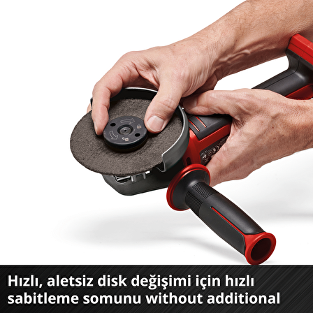 Einhell Professional Akülü Avuç Taşlama AXXIO 18/115 Q LiSolo Power X-Change (18 V, 700 W, Ø 115 mm, 28 mm kesme derinliği, kömürsüz, Quick-Fix oluk, kesme diski ve akü dahil değildir)