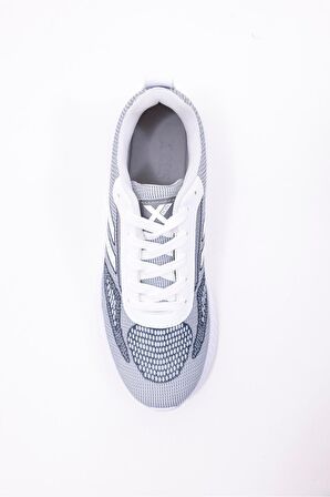 Dijital Baskılı Unisex Gri Sneaker - Beyaz Desenli Günlük Ayakkabı