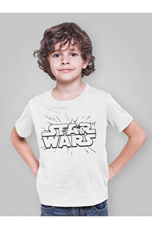 Star Wars Yıldız Savaşları Yazılı Unisex Film Çocuk Tişört (1-12 Yaş)