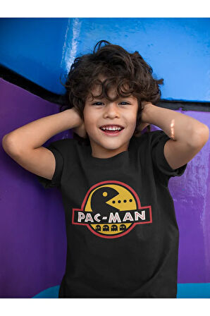 Pacman Baskılı Unisex Oyun Çocuk Tişört (1-12 YAŞ)