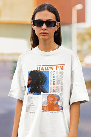 103.5 Dawn Fm Tracklist The Weeknd Baskılı Unisex Oversize Rapper Tişört