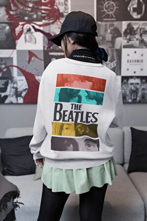The Beatles Rock Metal Baskılı Unisex Oversize Müzik Grubu Sweatshirt