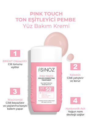 Sinoz Pink Touch Açık Tenlilere Özel Ton Eşitleyici Pembe Yüz Bakım Kremi 50 ml