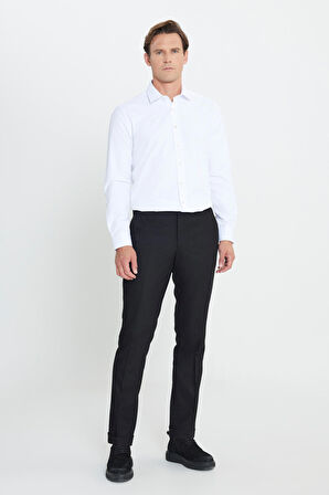 Slim Fit Dar Kesim Beli Gizli Lastikli Yan Cep Klasik Esnek Pantolon