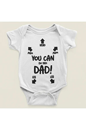 Bunu Yapabilirsin Baba Yazılı Pamuklu Yumuşak Zıbın, Unisex Çıtçıtlı You Can Do This Dad Body Zıbın