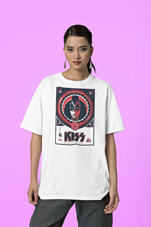 Kiss 1973 Rock Metal Baskılı Unisex Tişört, Oversize Müzik Grubu Tişört