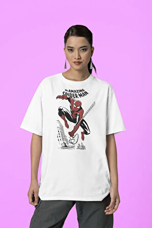 Film Kahramanı İnanılmaz Örümcek Adam Unisex Tişört, Oversize Amazing Spider-Man Tişört