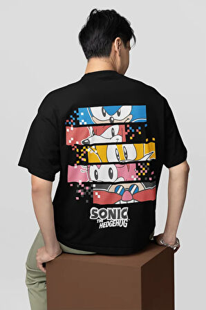 Sonic The Hedgehog Baskılı Unisex Oversize Çizgi Film Tişört