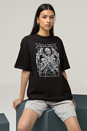 Tasarım Megadeth Baskılı Unisex Oversize Rock Metal Tişört