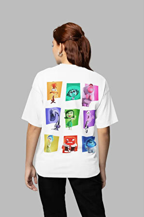 Ters Yüz Çizgi Film Baskılı Unisex Oversize Insiide Out Tişört