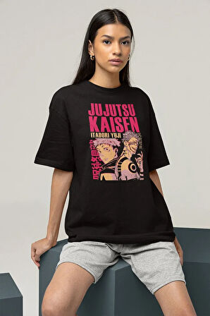 Anime Karakter Jujutsu Kaisen Itadori Yuji Baskılı Unisex Oversize Tişört