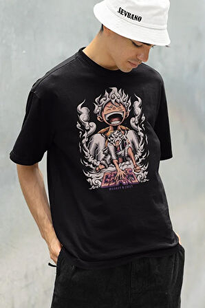 Çizgi Film Monkey D. Luffy Baskılı Unisex Oversize Tişört