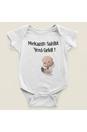 Mekanın Sahibi Yeni Geldi ! Yazılı Pamuklu Yumuşak Unisex Çıtçıtlı Body Zıbın