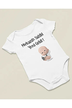 Mekanın Sahibi Yeni Geldi ! Yazılı Pamuklu Yumuşak Unisex Çıtçıtlı Body Zıbın