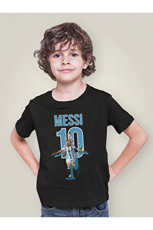 Messi 10 Baskılı Unisex Futbolcu Çocuk Tişört (1-12 Yaş)