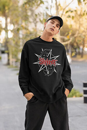 Slipknot Müzik Grubu Baskılı Unisex Oversize Sweatshirt
