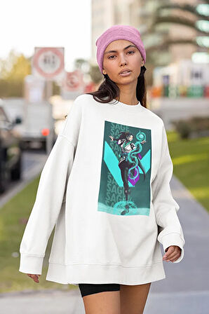 Sage Baskılı Unisex Oversize Valoorant Sweatshirt