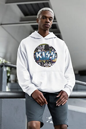 Kiss Müzik Grubu Baskılı Unisex Oversize Hoodie