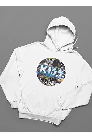 Kiss Müzik Grubu Baskılı Unisex Oversize Hoodie