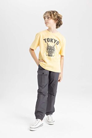 DeFacto Erkek Çocuk Beli Bağcıklı Lastikli Paça Cepli Jogger Ribana Pantolon C0973A824SPAR148