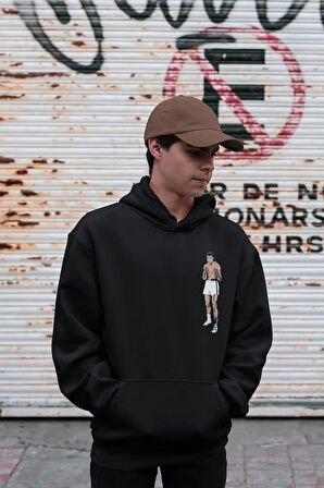 Tasarım Muhammed Alii Clay Baskılı Unisex Oversize Efsane Boksör Hoodie