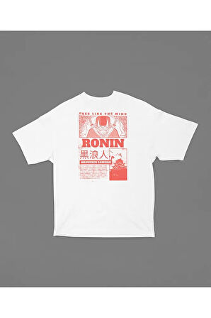 Free Like The Win Samurai Ronin Baskılı Unisex Tişört, Oversize Anime Tişört