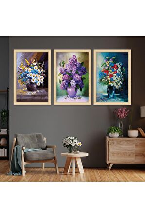 5 Parça Mdf Deniz Kenarı Manzara Tablo Ve Mdf Saat Kombin