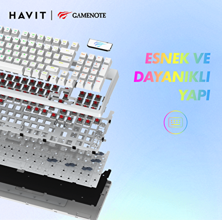 Havit Gamenote KB885L RGB Backlit Gaming Mekanik Klavye Beyaz