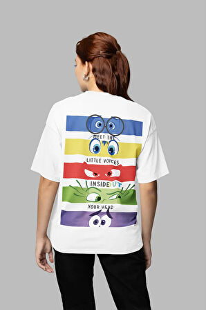 Iınside Out Baskılı Unisex Oversize Çizgi Film Ters Yüz Tişört