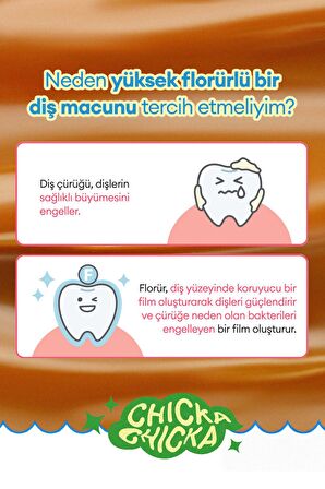 Renkli, Çürüklere Karşı Etkili Çocuk Diş Macunu KUNDAL Chicka Smile Kids Toothpaste (Caramel)