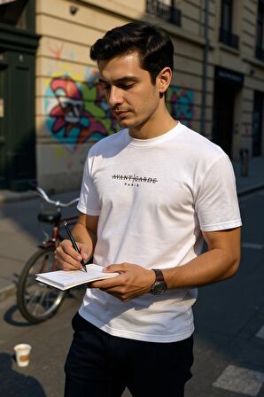 Erkek  Slim Fit Enjeksiyon Baskılı Pamuklu T-Shirt