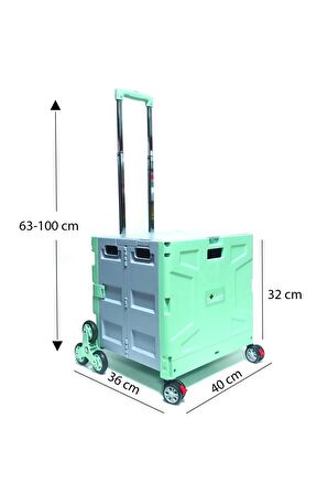 Balatlı Katlanabilir Yükseklik Ayarlı Merdiven Çıkabilen Paket Market Taşıma Arabası FP548