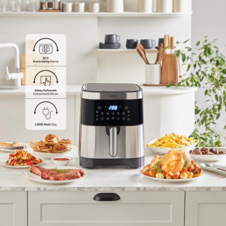 Karaca Gourmet 9 Litre Smart Screen Geniş Hazne Inox Airfryer 8 Kişilik