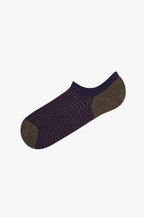 Erkek Haki Below Surface Çizgili Pamuklu 3 Çift Sneaker Çorap
