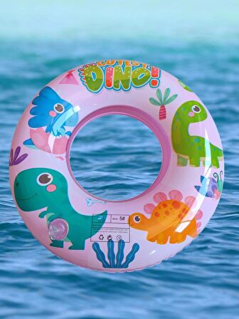 Pembe Desenli 40 cm Şişme Deniz Simiti, Havuz Can Simiti 0-3 Yaş