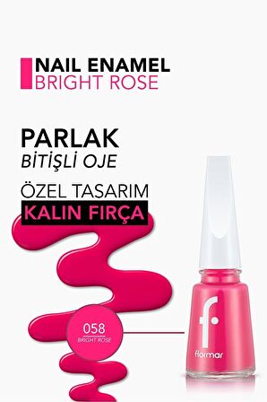 Flormar Nail Enamel Yüksek Pigmentli & Parlak Bitişli Oje Fne-058 Brıght Rose