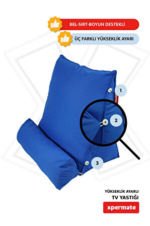 XPERMATE Tv Yastığı Bel Destek Yastığı Sırt Yastığı Boyun Destekli Yastık Ameliyat Sonrası Yastık Koyu Mavi