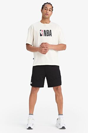 DeFactoFit NBA Wordmark Oversize Geniş Kalıp Bisiklet Yaka Kısa Kollu Tişört W6365AZ25SMER105