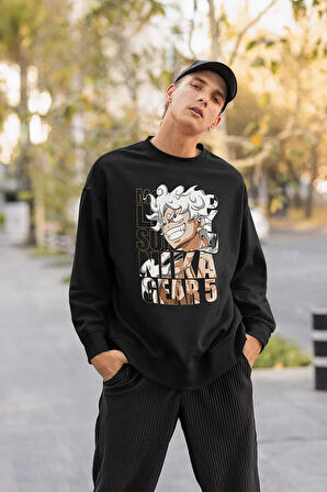 Monkey D. Luffy Baskılı Unisex Oversize Nika Gear 5 Anime Sweatshirt