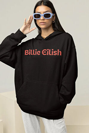 Tasarım Billie Eilish Baskılı Unisex Oversize Şarkıcı Hoodie