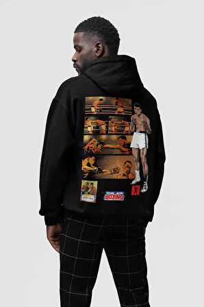 Tasarım Muhammed Alii Clay Baskılı Unisex Oversize Efsane Boksör Hoodie