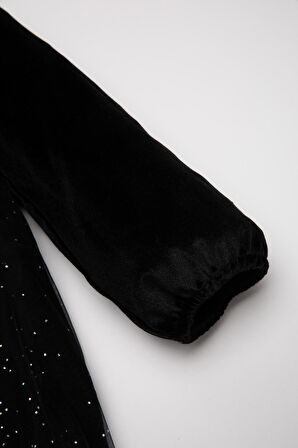 DeFacto Kız Bebek Puantiye Uzun Kollu Kadife Elbise B3476A524WNBK27