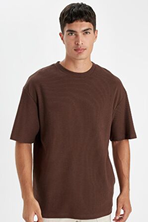 DeFacto Relax Fit Bisiklet Yaka Pamuklu Kısa Kollu Basic Düz Tişört D2531AX24AUBN497
