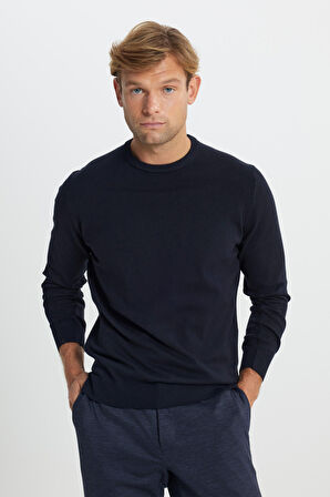 Pamuklu Standart Fit Normal Kesim Bisiklet Yaka Triko Kazak