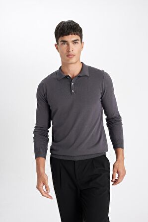DeFacto Standart Fit Polo Yaka Kazak D0454AX24AUAR86
