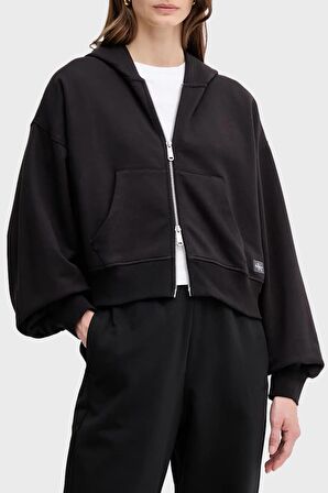 Calvin Klein Jeans A- FRENCH TERRY BADGE LOGO FZ HO Kadın Siyah Sweatshirt LV047C216G-UB1