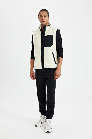 DeFactoFit Yelek Peluş Normal Kesim Dik Yaka Fermuarlı Cepli C6045AX24AUBG721