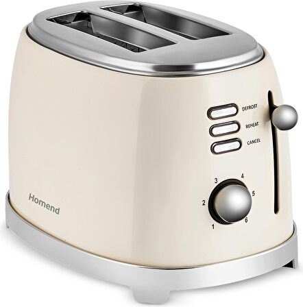 Homend Vintage Breadfast 1527H Ekmek Kızarrtma Makinesi Krem