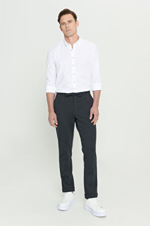 Slim Fit Dar Kesim Beli Bağlamalı Esnek Pantolon
